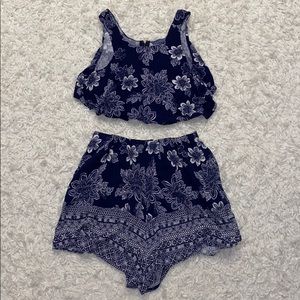 High Waisted Shorts and Crop Top Set